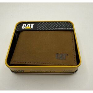 CAT Caterpillar Leather Brown Bifold RFID Wallet NEW in Box